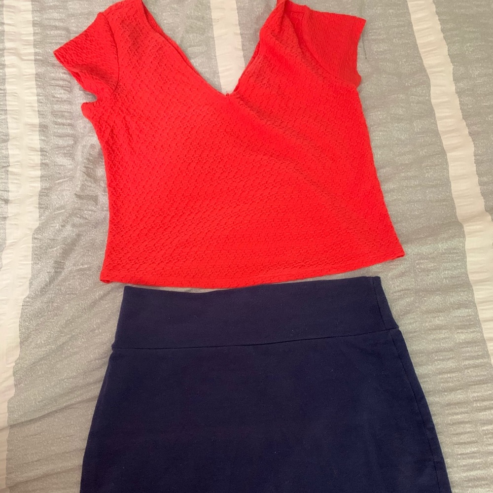 Charlotte Russe stretchy skirt and cropped top